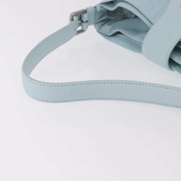 BOTTEGA VENETA Shoulder Bag Nylon Light Blue Silver Auth 189899M