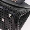 Salvatore Ferragamo Gancini Hand Bag Leather 2way Black Silver Auth 189904-11