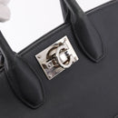 Salvatore Ferragamo Gancini Hand Bag Leather 2way Black Silver Auth 189904-14