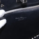 Salvatore Ferragamo Gancini Hand Bag Leather 2way Black Silver Auth 189904-15