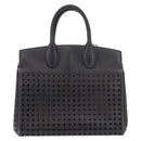 Salvatore Ferragamo Gancini Hand Bag Leather 2way Black Silver Auth 189904-3