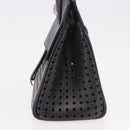 Salvatore Ferragamo Gancini Hand Bag Leather 2way Black Silver Auth 189904-4