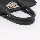 Salvatore Ferragamo Gancini Hand Bag Leather 2way Black Silver Auth 189904-7