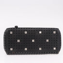 Salvatore Ferragamo Gancini Hand Bag Leather 2way Black Silver Auth 189904-9