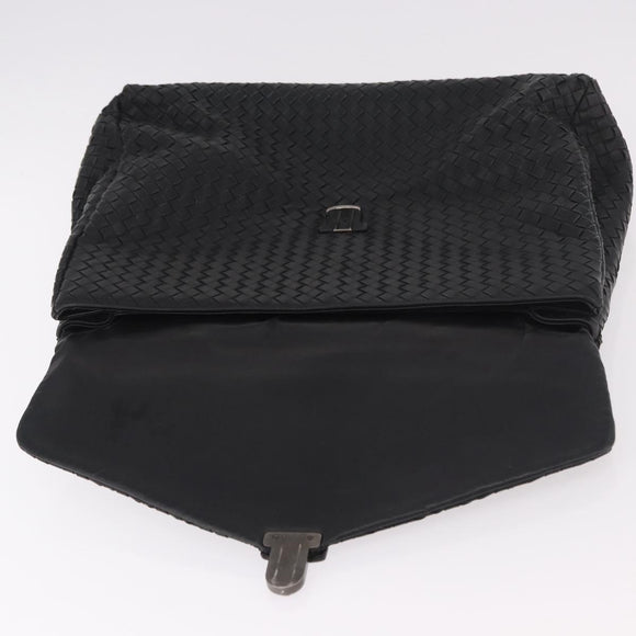 BOTTEGA VENETA INTRECCIATO Briefcase Leather Black Silver Auth 189914