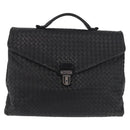 BOTTEGA VENETA INTRECCIATO Briefcase Leather Black Silver Auth 189914-13