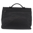 BOTTEGA VENETA INTRECCIATO Briefcase Leather Black Silver Auth 189914-2