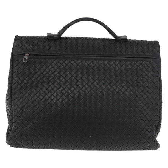 BOTTEGA VENETA INTRECCIATO Briefcase Leather Black Silver Auth 189914
