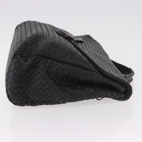BOTTEGA VENETA INTRECCIATO Briefcase Leather Black Silver Auth 189914
