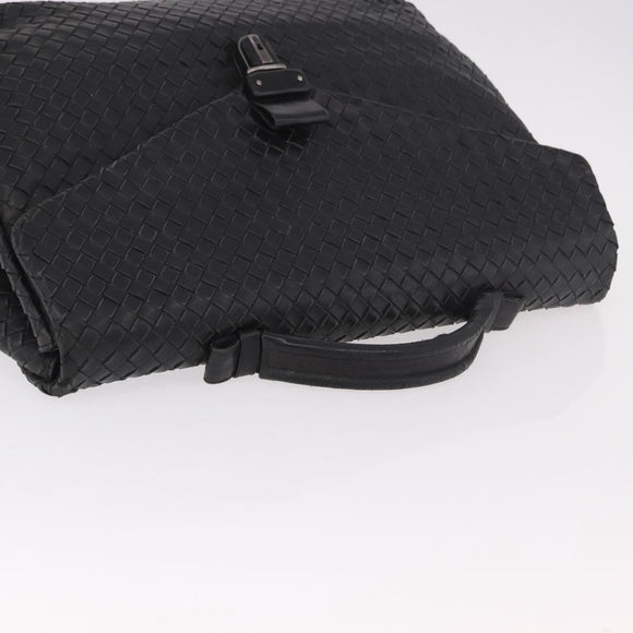 BOTTEGA VENETA INTRECCIATO Briefcase Leather Black Silver Auth 189914