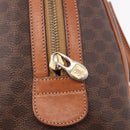 CELINE Macadam Canvas Boston Bag PVC Leather Brown Gold Auth 189915A-17