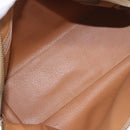CELINE Macadam Canvas Boston Bag PVC Leather Brown Gold Auth 189915A-10