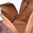 CELINE Macadam Canvas Boston Bag PVC Leather Brown Gold Auth 189915A-19