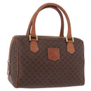CELINE Macadam Canvas Boston Bag PVC Leather Brown Gold Auth 189915A-1