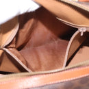 CELINE Macadam Canvas Boston Bag PVC Leather Brown Gold Auth 189915A-11