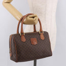 CELINE Macadam Canvas Boston Bag PVC Leather Brown Gold Auth 189915A-21