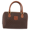 CELINE Macadam Canvas Boston Bag PVC Leather Brown Gold Auth 189915A-13