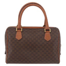 CELINE Macadam Canvas Boston Bag PVC Leather Brown Gold Auth 189915A-2