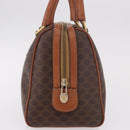 CELINE Macadam Canvas Boston Bag PVC Leather Brown Gold Auth 189915A-4