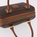 CELINE Macadam Canvas Boston Bag PVC Leather Brown Gold Auth 189915A-6