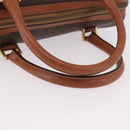 CELINE Macadam Canvas Boston Bag PVC Leather Brown Gold Auth 189915A-7