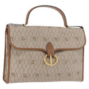 Christian Dior Honeycomb Canvas Hand Bag PVC Beige Gold Auth 189918A-1