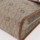 Christian Dior Honeycomb Canvas Hand Bag PVC Beige Gold Auth 189918A-14