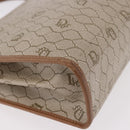 Christian Dior Honeycomb Canvas Hand Bag PVC Beige Gold Auth 189918A-15