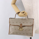 Christian Dior Honeycomb Canvas Hand Bag PVC Beige Gold Auth 189918A-24