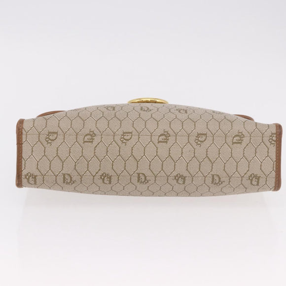 Christian Dior Honeycomb Canvas Hand Bag PVC Beige Gold Auth 189918A