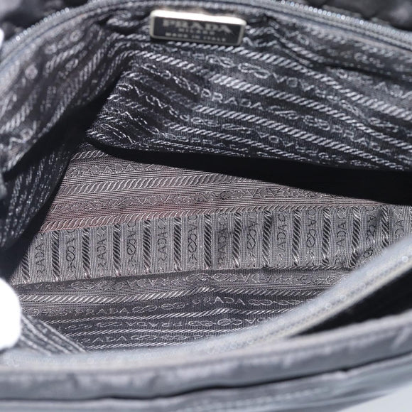 PRADA Tote Bag Nylon Black Silver Auth 189919A