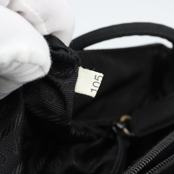 PRADA Tote Bag Nylon Black Silver Auth 189919A
