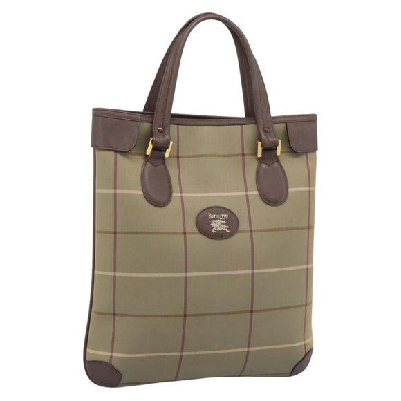 Burberrys Nova Check Tote Bag Canvas Beige Gold Auth 189920A