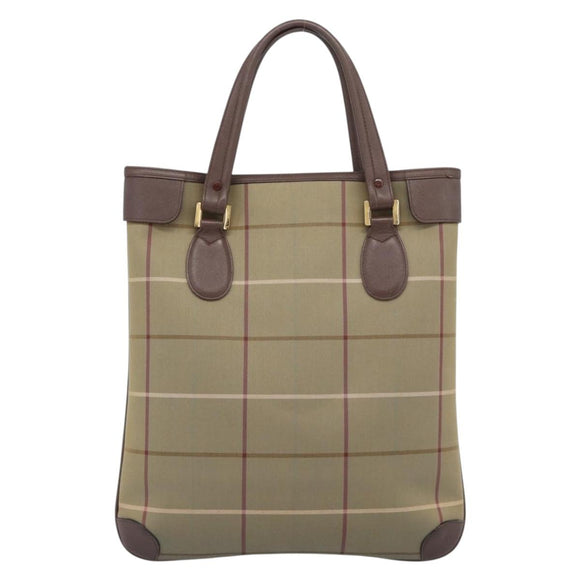 Burberrys Nova Check Tote Bag Canvas Beige Gold Auth 189920A