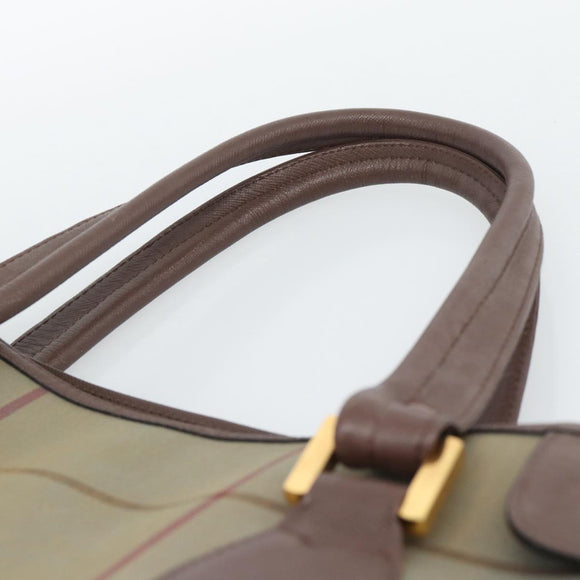 Burberrys Nova Check Tote Bag Canvas Beige Gold Auth 189920A