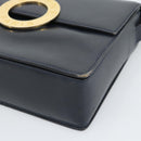 CELINE Cirkel Schoudertas Leer Zwart Goud Auth 189921-9