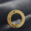 CELINE Cirkel Schoudertas Leer Zwart Goud Auth 189921-17