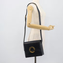 CELINE Cirkel Schoudertas Leer Zwart Goud Auth 189921-25