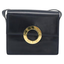 CELINE Cirkel Schoudertas Leer Zwart Goud Auth 189921-13