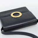CELINE Cirkel Schoudertas Leer Zwart Goud Auth 189921-6