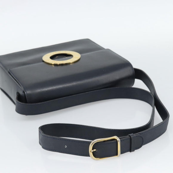 CELINE Cirkel Schoudertas Leer Zwart Goud Auth 189921