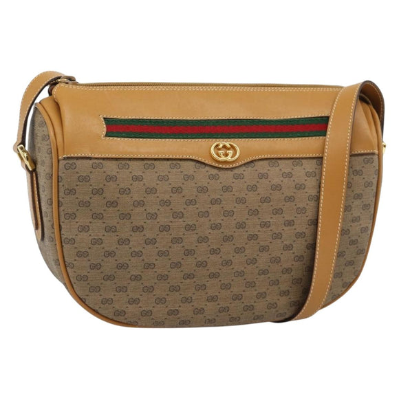 GUCCI Micro GG Supreme Web Sherry Line Bag PVC Beige 001 58 0918 Auth 189922