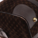 CELINE Macadam Canvas Boston Bag Suede Brown Gold Auth 189925-10