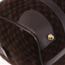 CELINE Macadam Canvas Boston Bag Suede Brown Gold Auth 189925-12