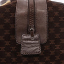 CELINE Macadam Canvas Boston Bag Suede Brown Gold Auth 189925-14