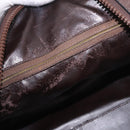 CELINE Macadam Canvas Boston Bag Suede Brown Gold Auth 189925-16