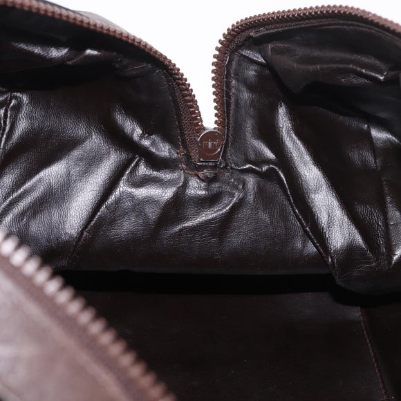 CELINE Macadam Canvas Boston Bag Suede Brown Gold Auth 189925