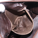 CELINE Macadam Canvas Boston Bag Suede Brown Gold Auth 189925-21