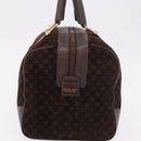 CELINE Macadam Canvas Boston Bag Suede Brown Gold Auth 189925-4