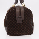 CELINE Macadam Canvas Boston Bag Suede Brown Gold Auth 189925-5